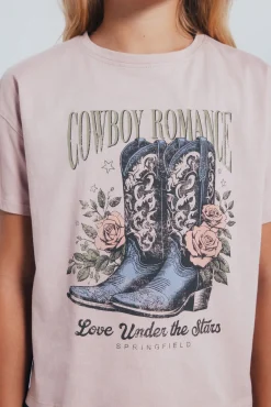 Camiseta feminina com botas de cowboy