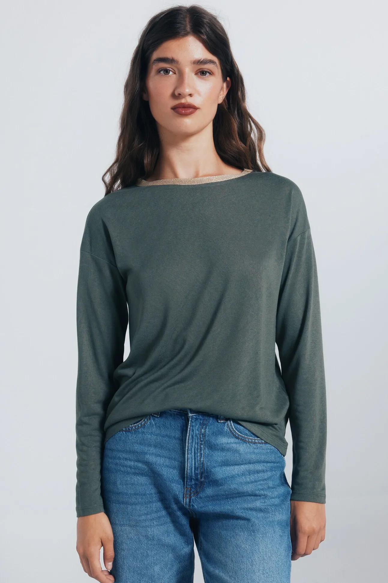 Camiseta gola lurex