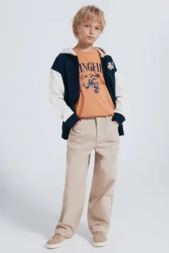 Camiseta laranja de manga comprida Springfield para meninos