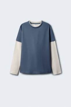 Camiseta manga comprida masculina de manga dupla