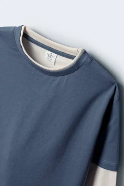 Camiseta manga comprida masculina de manga dupla