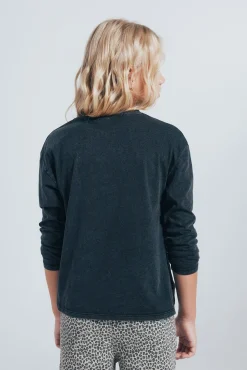 Camiseta manga comprida para menina com raios de diamante