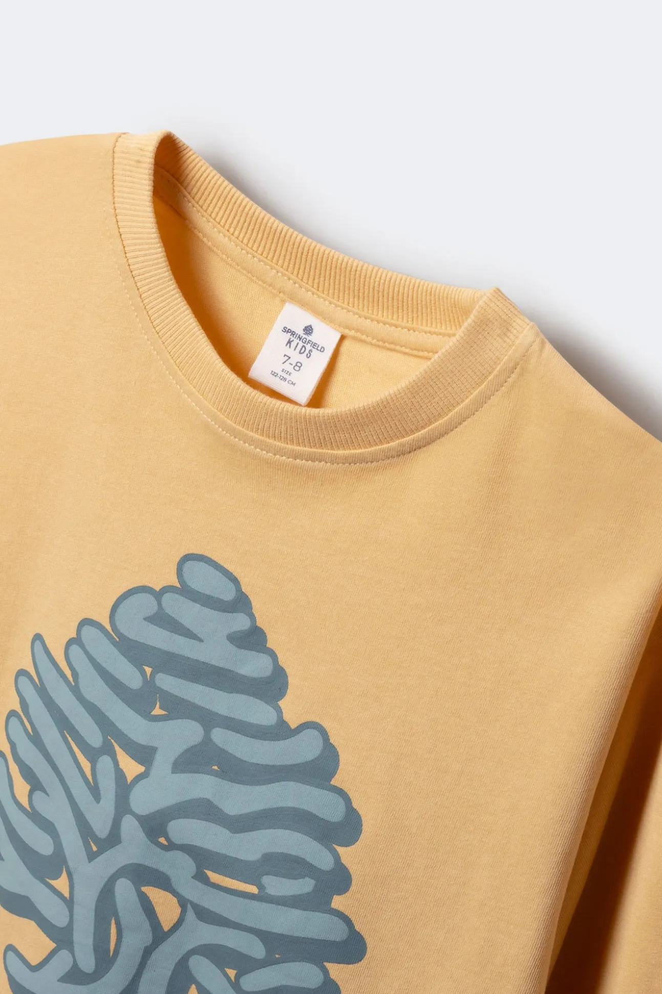 Camiseta manga comprida árvore amarela para meninos