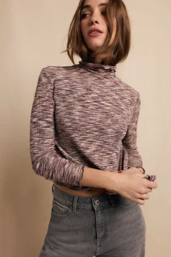 Camiseta melange de gola alta