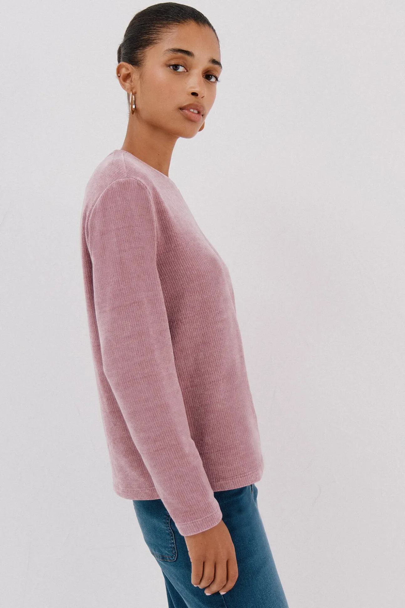 Camiseta riscas em chenille