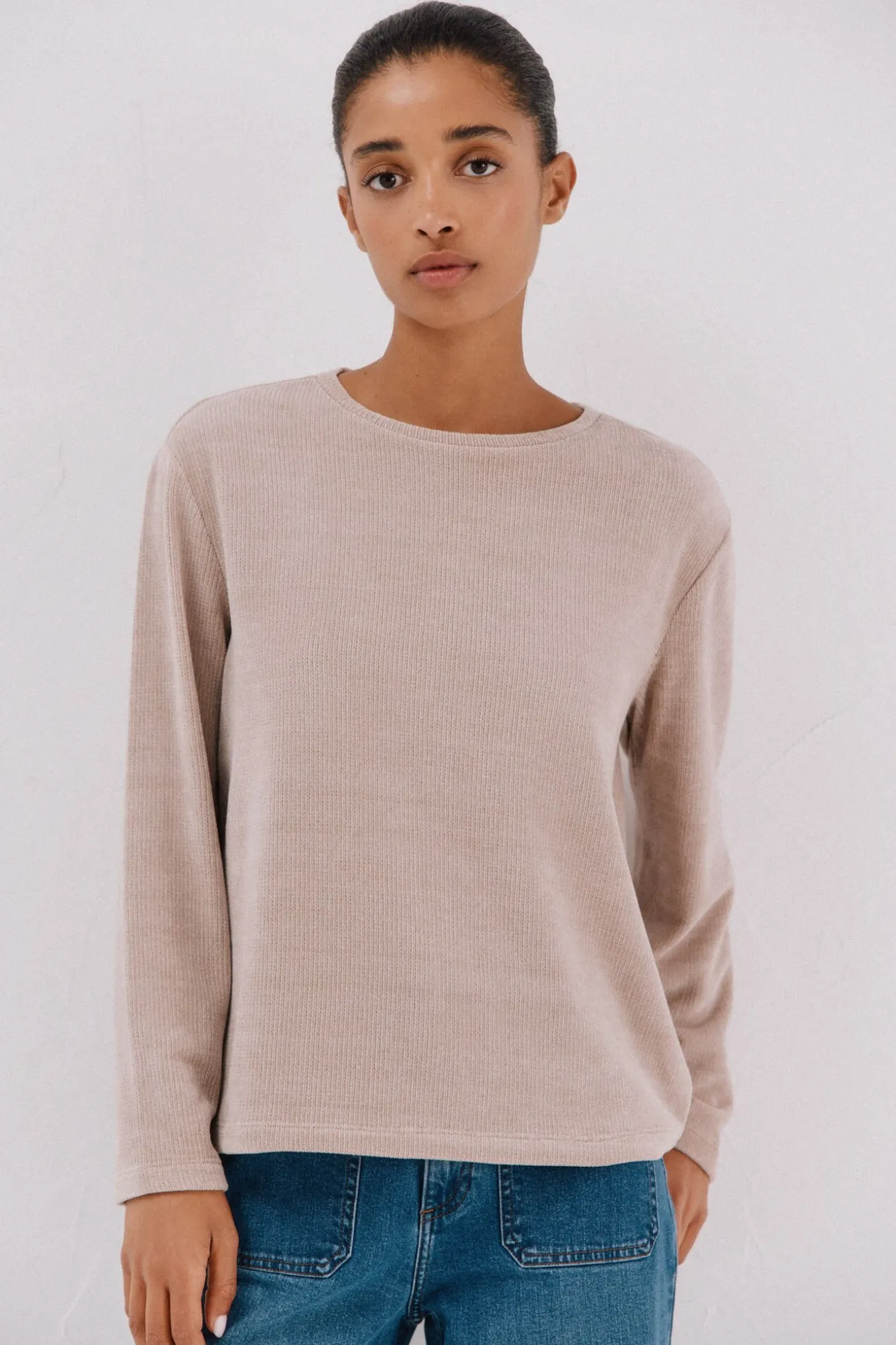 Camiseta riscas em chenille