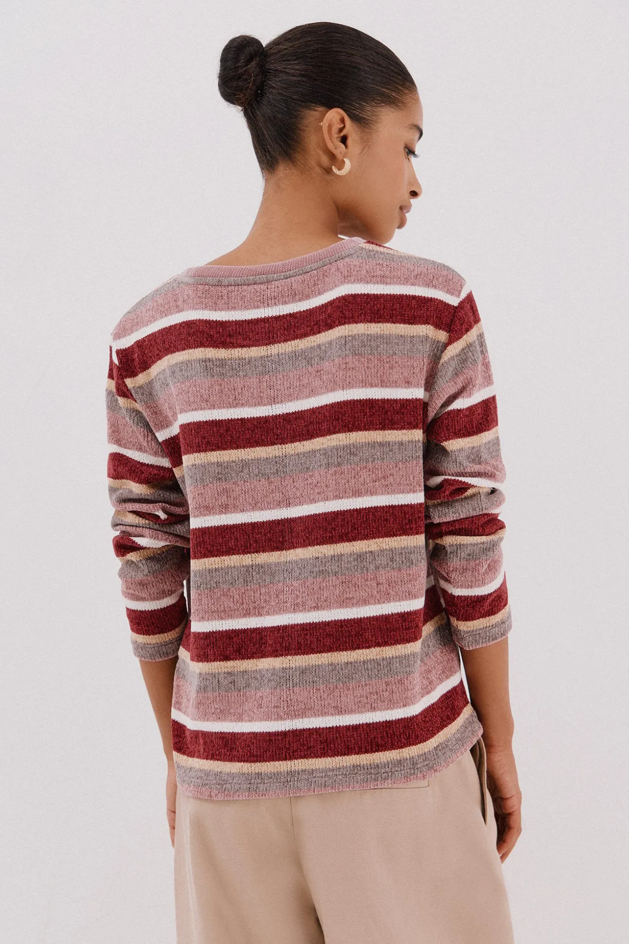 Camiseta riscas em chenille