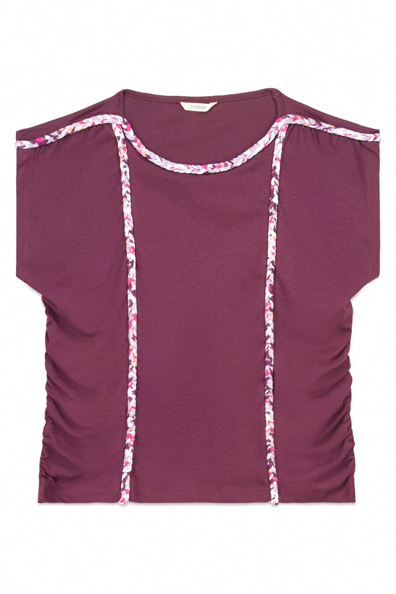 Camiseta trançada franzida