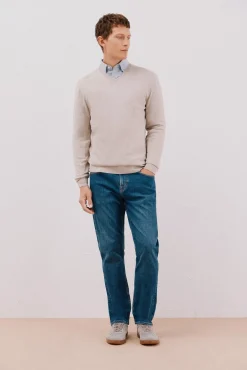 Camisola algodão caxemira gola em bico