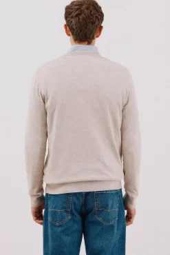 Camisola algodão caxemira gola em bico
