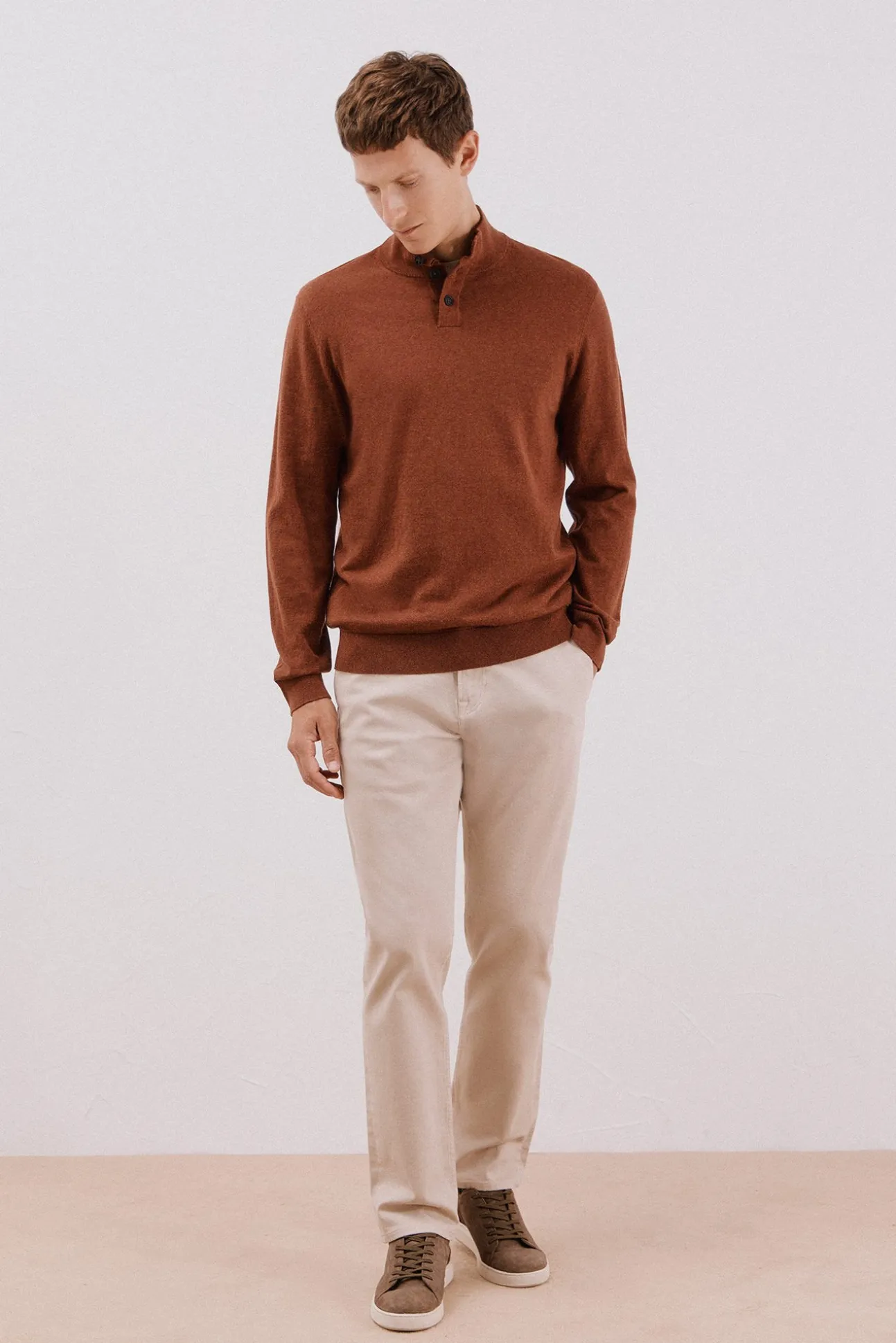 Camisola algodão caxemira gola alta