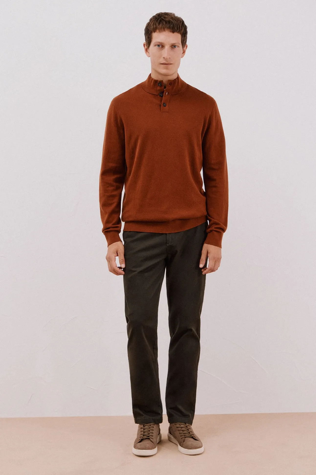 Camisola algodão caxemira gola alta