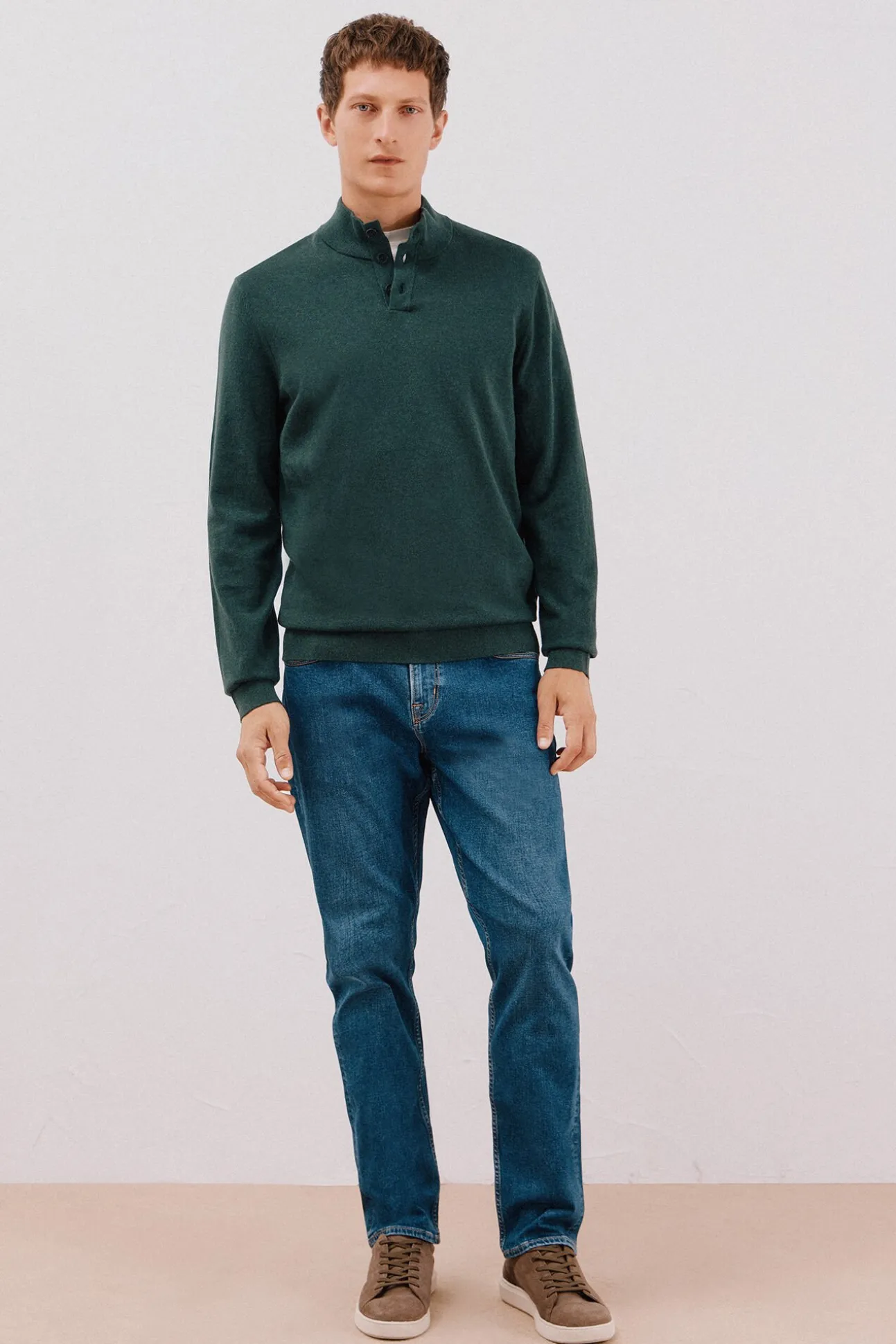 Camisola algodão caxemira gola alta