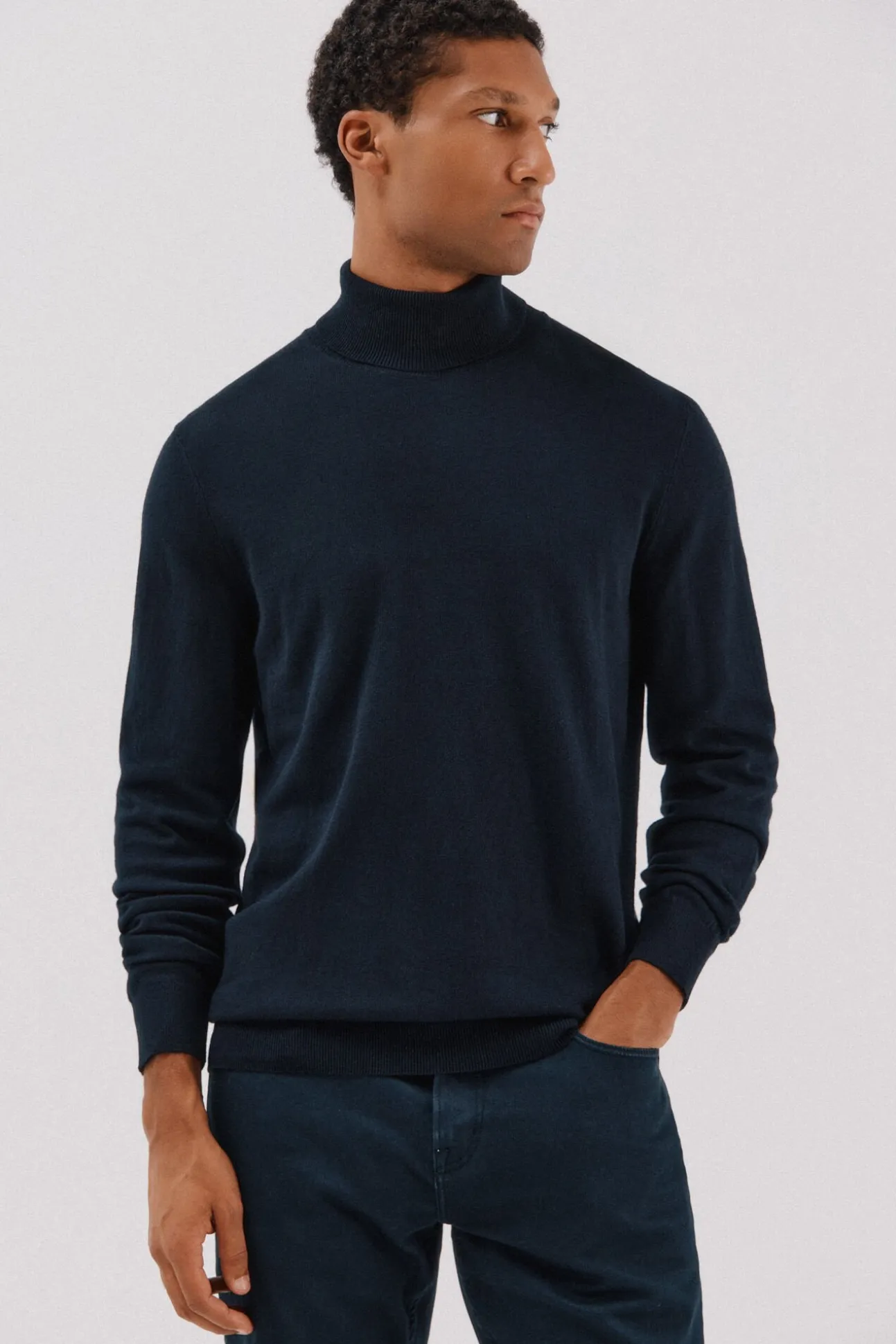Camisola algodão caxemira gola alta