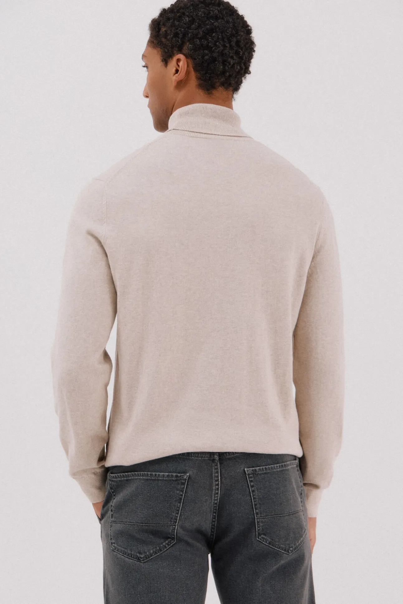 Camisola algodão caxemira gola alta