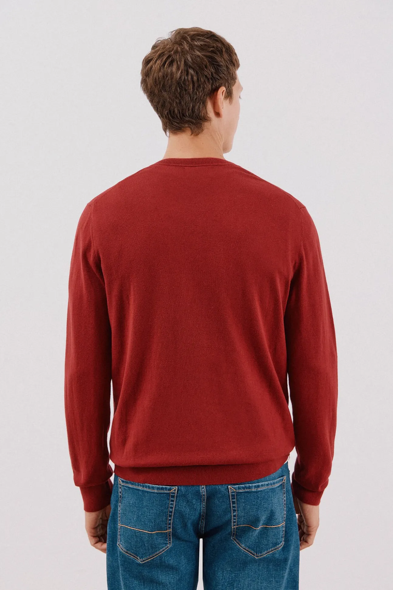 Camisola algodão caxemira gola em bico