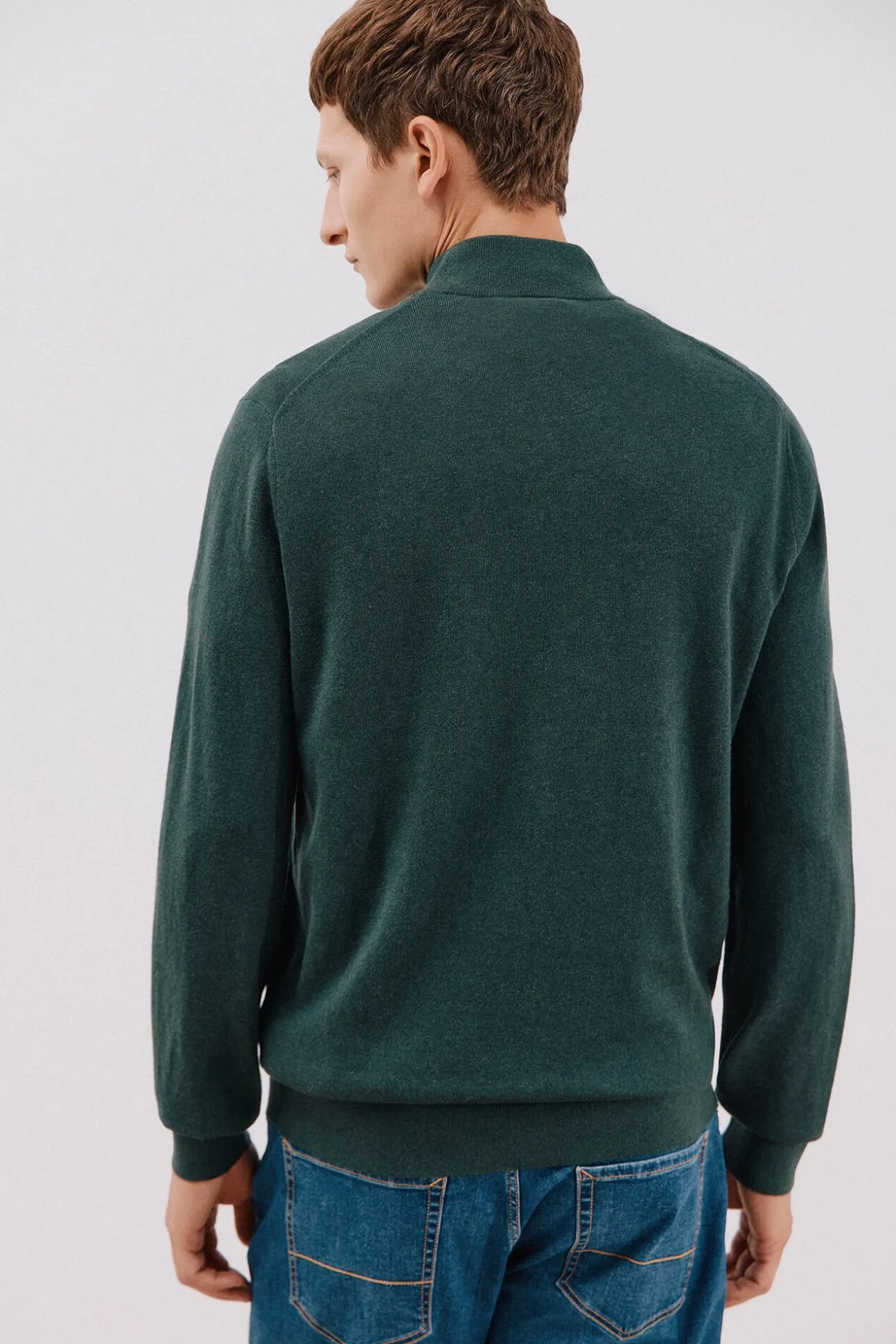 Camisola algodão caxemira gola em bico