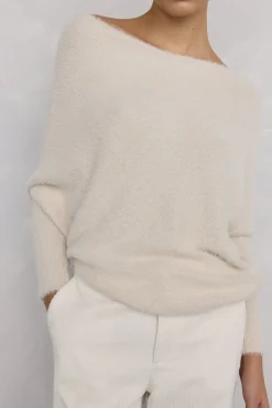 Camisola assimétrico com fio brilhante