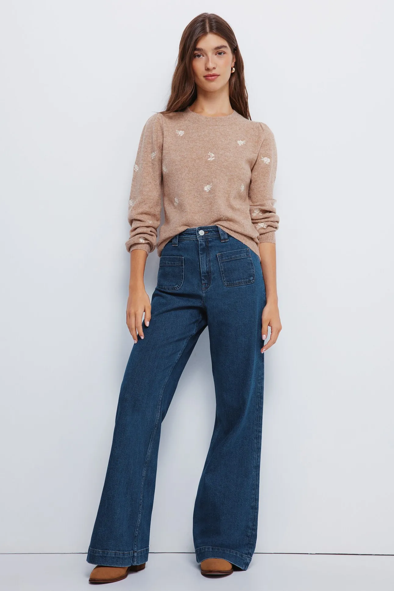 Camisola bordado com flores