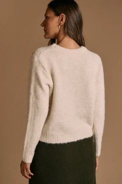 Camisola bordado em lurex cru