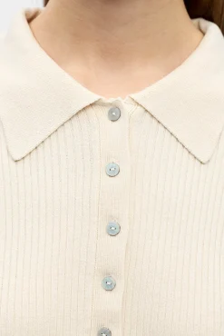 Camisola canelada gola polo