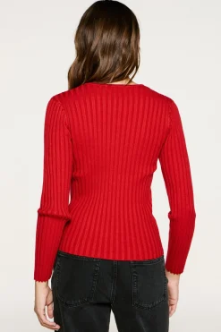 Camisola canelado com botões e corte slim.