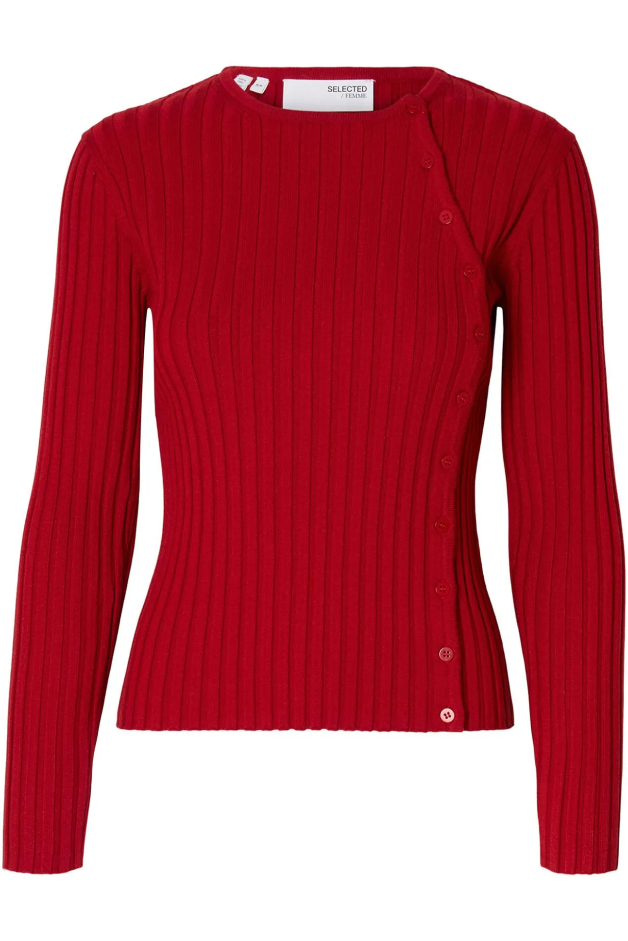 Camisola canelado com botões e corte slim.