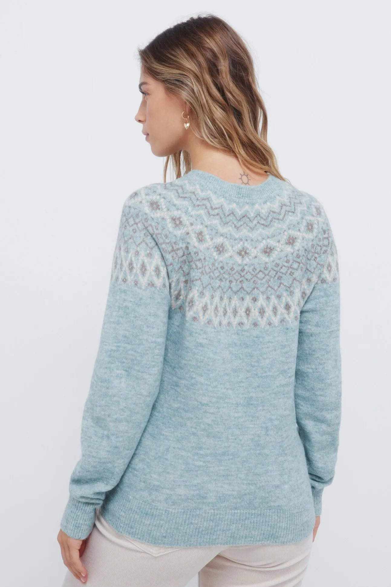 Camisola com borda jacquard