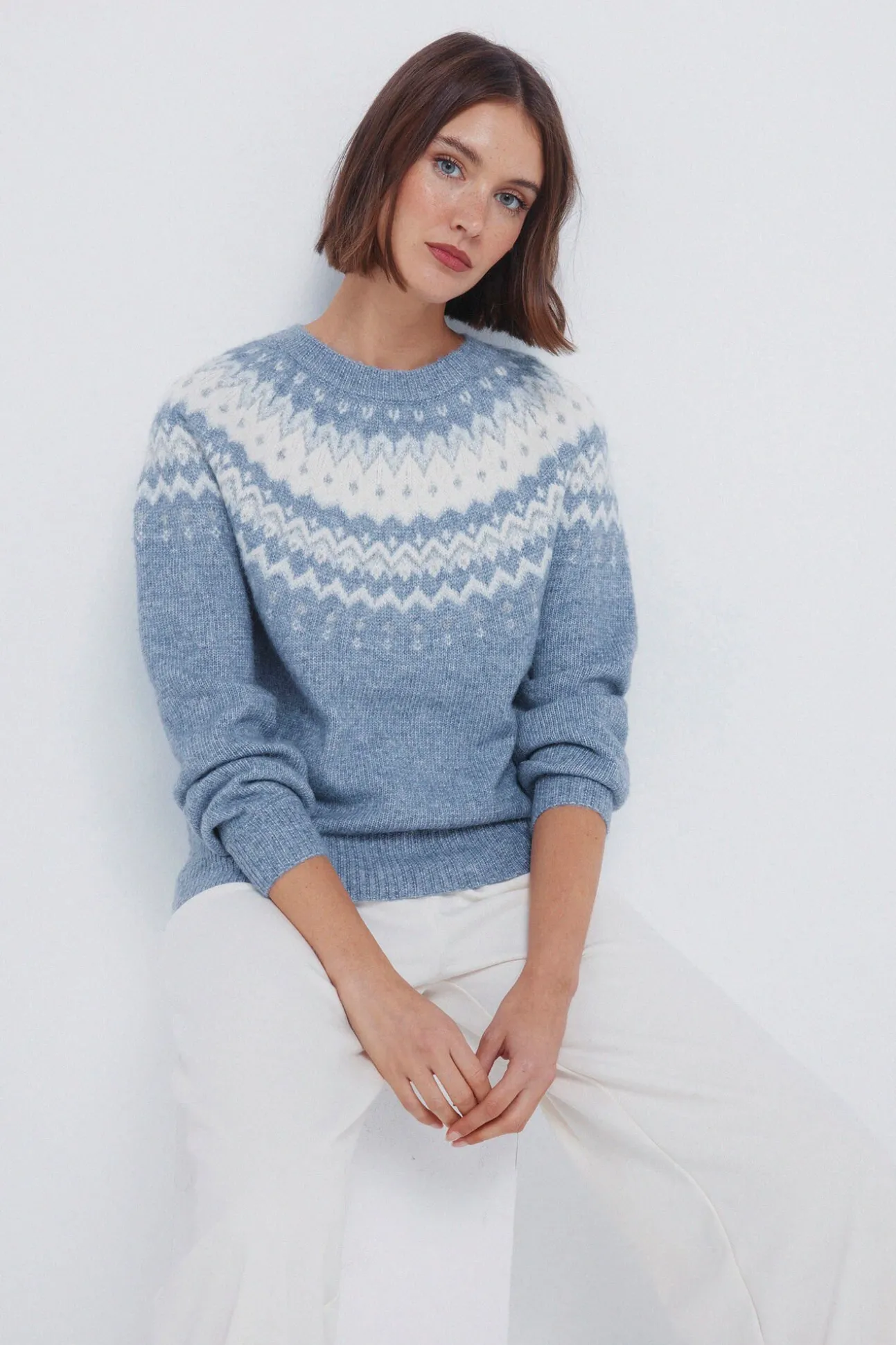 Camisola com detalhes jacquard