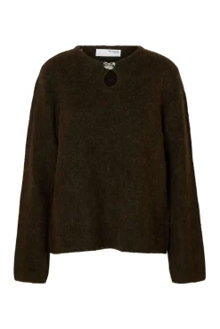 Camisola com detalhes metálicos em lã e alpaca