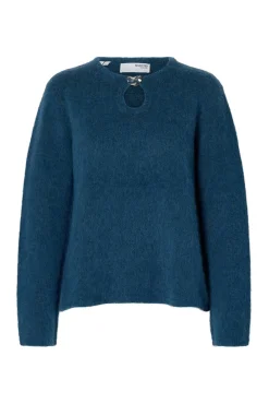 Camisola com detalhes metálicos em lã e alpaca