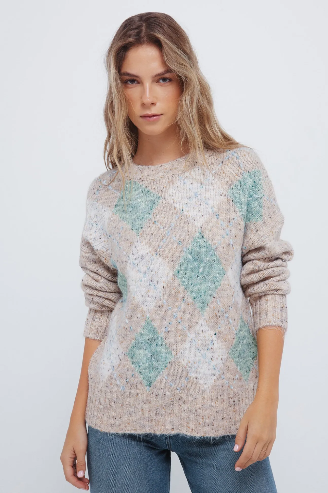 Camisola com estampa de diamantes manchados