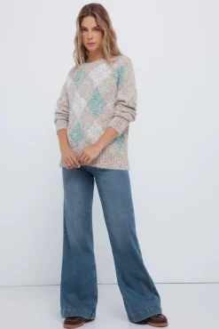Camisola com estampa de diamantes manchados