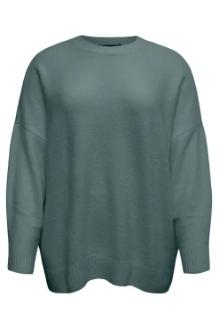 Camisola com gola em V curvo