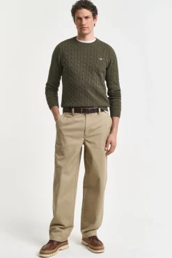 Camisola de algodão com gola redonda