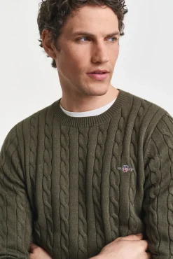 Camisola de algodão com gola redonda