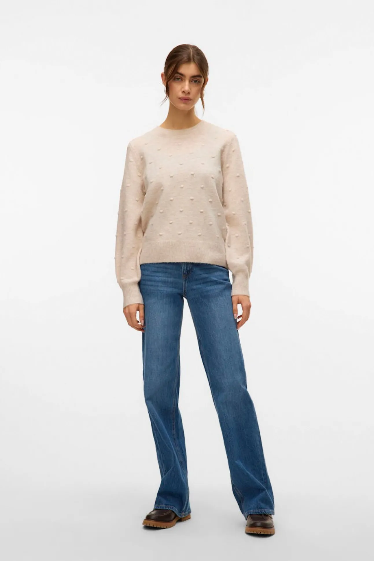 Camisola de bolinhas texturizada com malha