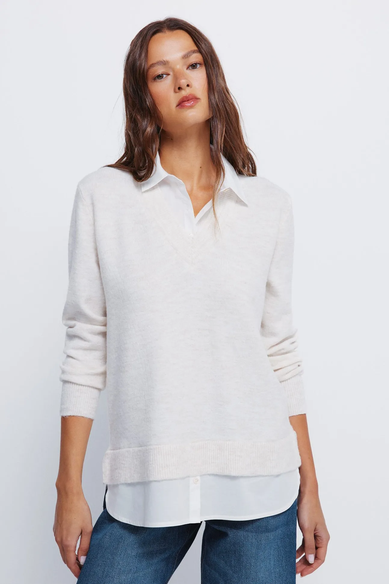 Camisola de camisa combinada