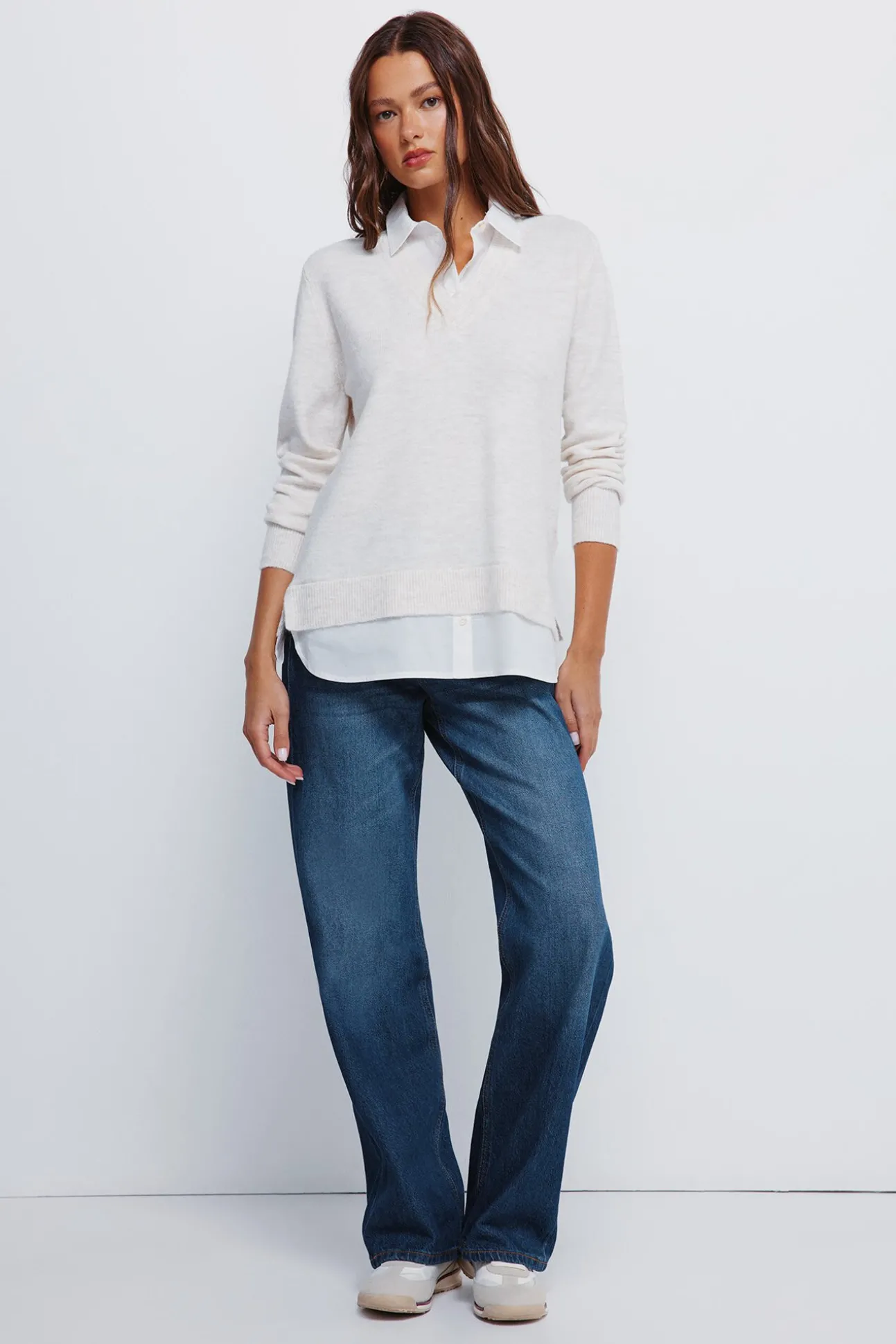 Camisola de camisa combinada