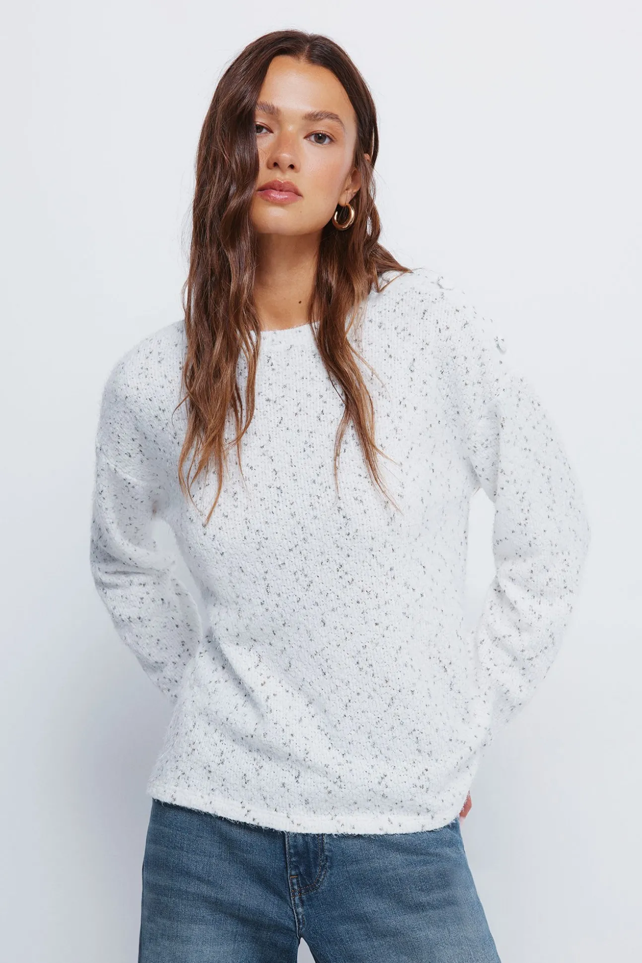Camisola de chenille com botões no ombro