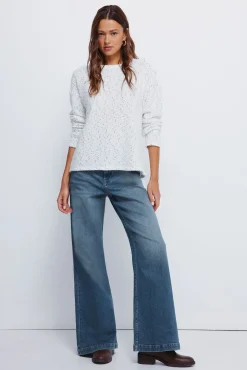 Camisola de chenille com botões no ombro