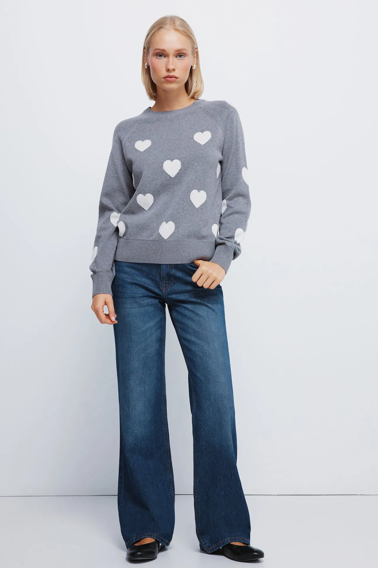 Camisola de corações intarsia