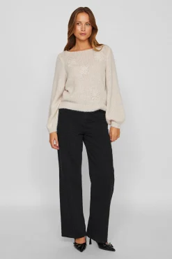 Camisola de flores em malha com lã
