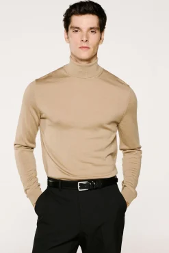 Camisola de gola alta 100% lã merino