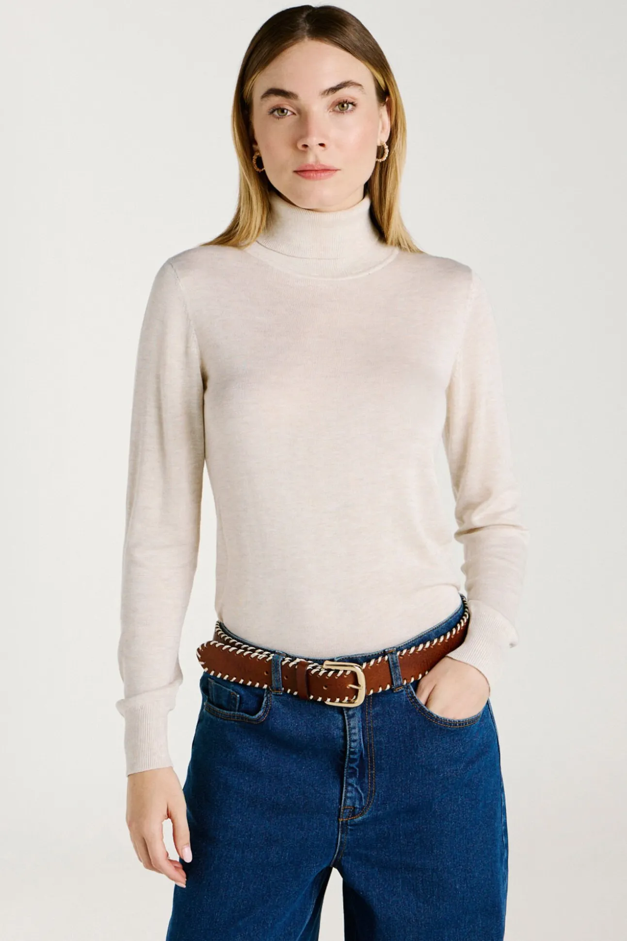 Camisola de gola alta com viscose