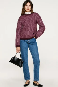 Camisola de gola caixa de alpaca e lã