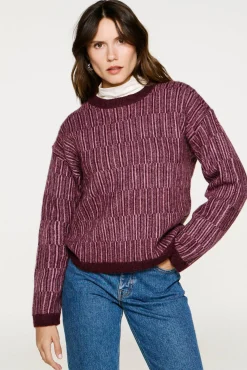 Camisola de gola caixa de alpaca e lã