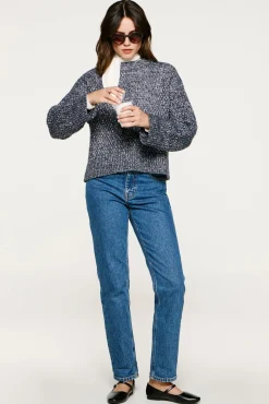 Camisola de gola caixa de algodão orgânico