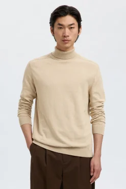 Camisola de gola de algodão orgânico