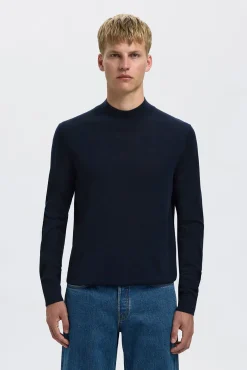 Camisola de gola falsa 100% lã merino.